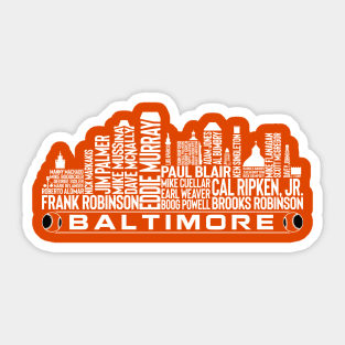 Baltimore Baseball Team All Time Legends, Baltimore City Skyline Sticker